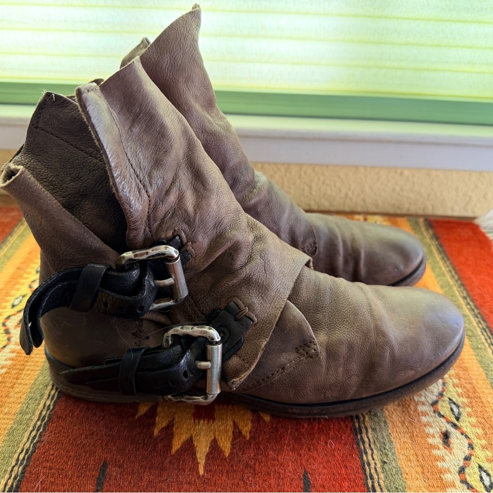 Brown Leather AS98 Women's Slouch Boots 39 or 8.5